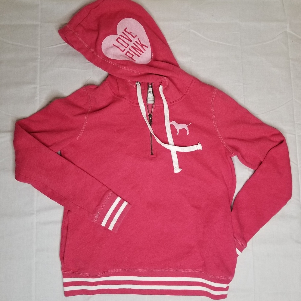 Pink Victoria's Secret Letterman Zip Up Hoodie